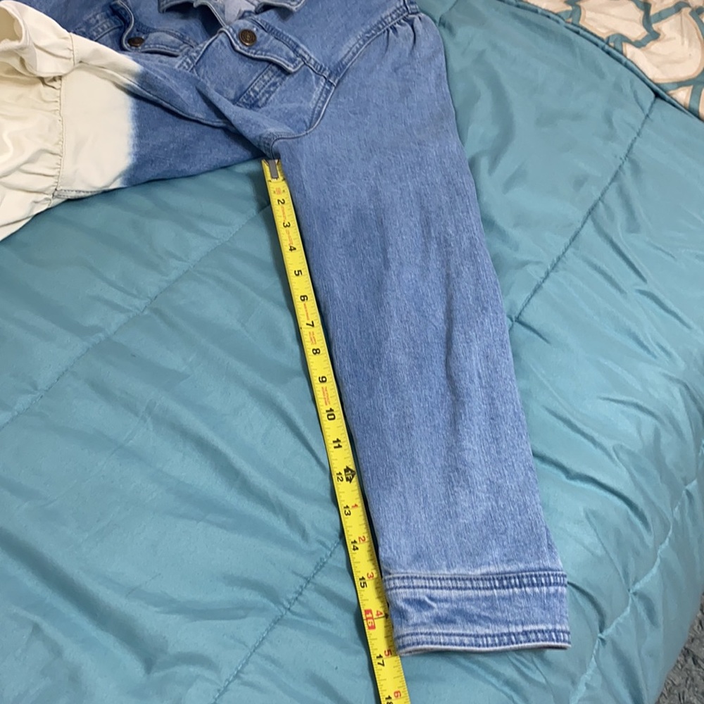 Kate Spade denim jacket dip dye peplum ruffle style size large - Picture 11 of 15